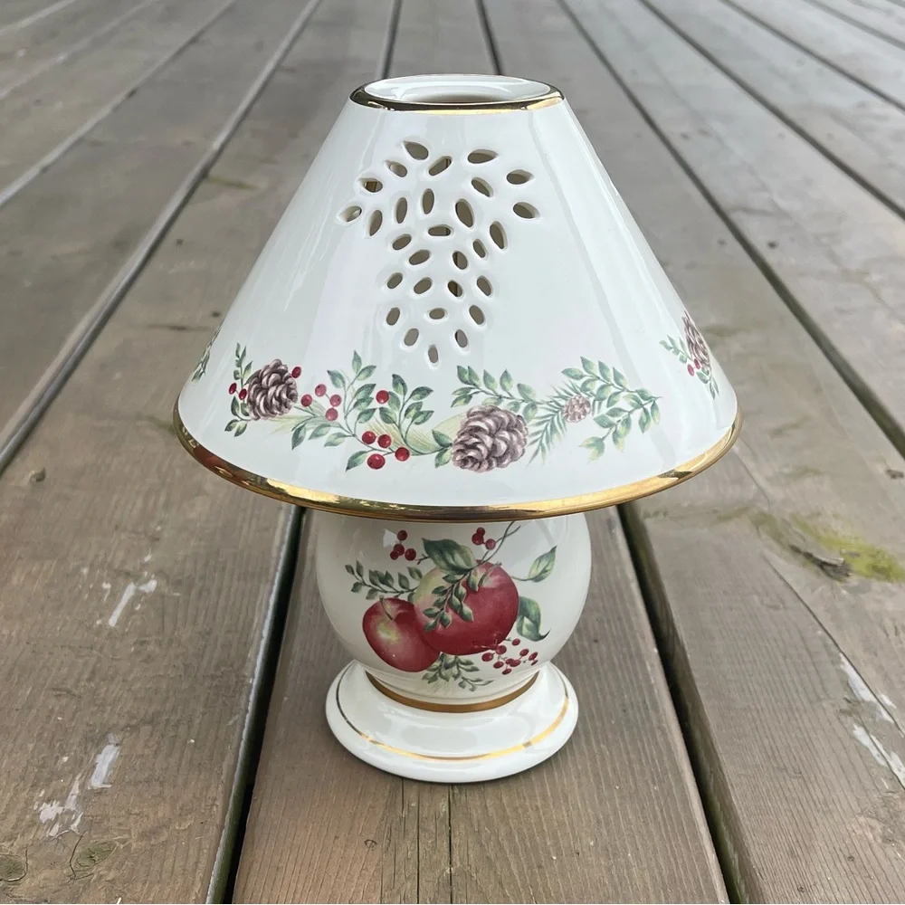 Lenox Boxwood & Pine Pattern Tea Light Lamp Candle Holder in Original Box - Picture 5 of 15